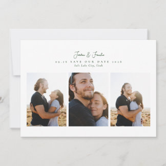 elegant 4 photo collage script calligraphy wedding save the date