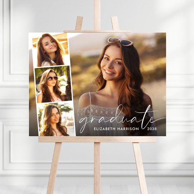 Elegant 4 Photo Graduation Party Welcome Foam Board (Creator Uploaded)