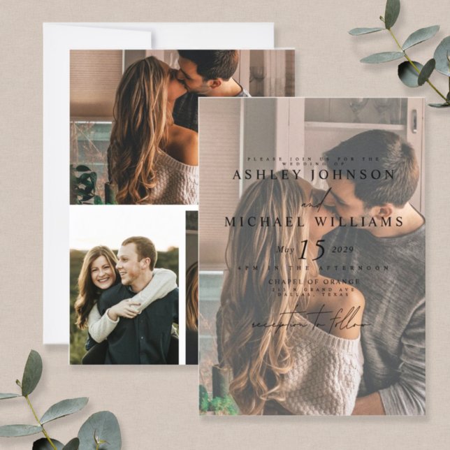 Elegant 4 Photo Vellum Overlay Wedding Invitation (Creator Uploaded)