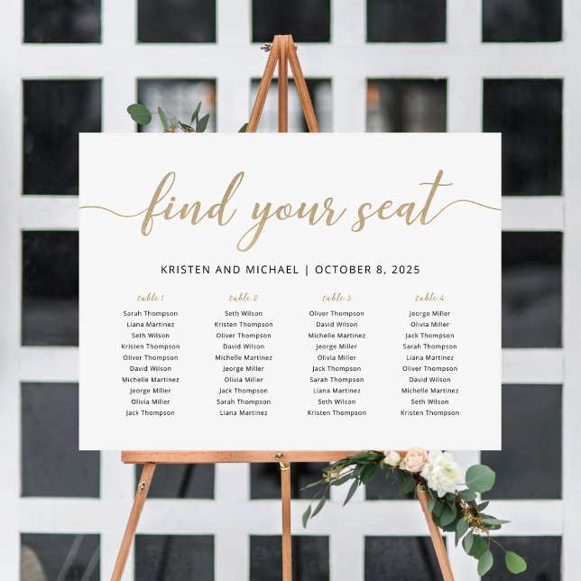 Elegant 4 Tables Find Your Seat Seating Chart (Creator Uploaded)