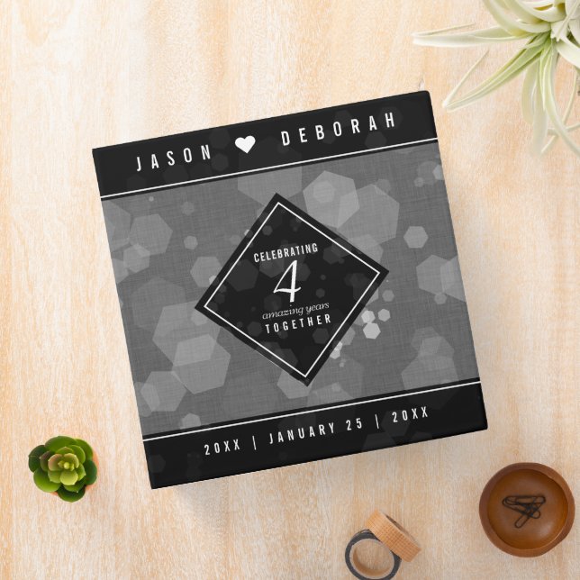 Elegant 4th Linen Wedding Anniversary Celebration 3 Ring Binder (In Situ)