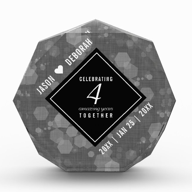 Elegant 4th Linen Wedding Anniversary Celebration Acrylic Award (Front)
