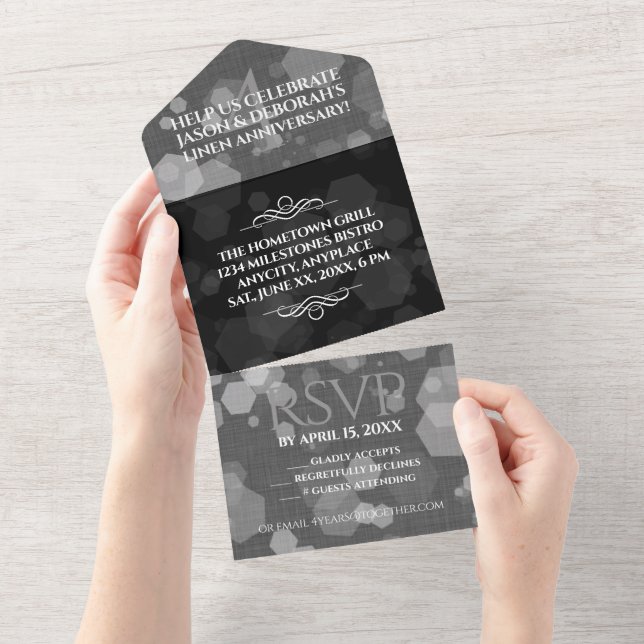 Elegant 4th Linen Wedding Anniversary Celebration All In One Invitation (Tearaway)