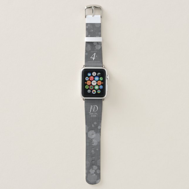 Elegant 4th Linen Wedding Anniversary Celebration Apple Watch Band (Front)