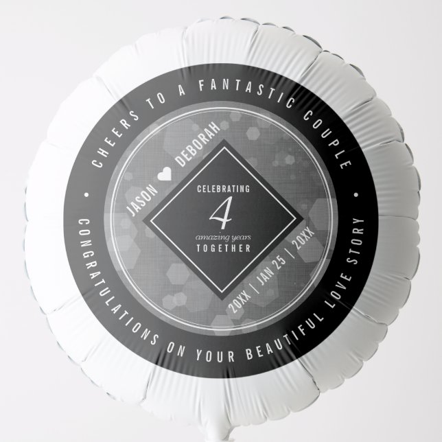 Elegant 4th Linen Wedding Anniversary Celebration Balloon (Front)