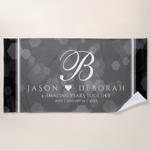 Elegant 4th Linen Wedding Anniversary Celebration Beach Towel