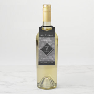 Elegant 4th Linen Wedding Anniversary Celebration Bottle Hanger Tag