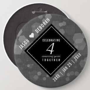 Elegant 4th Linen Wedding Anniversary Celebration Button