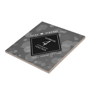 Elegant 4th Linen Wedding Anniversary Celebration Ceramic Tile