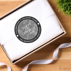 Elegant 4th Linen Wedding Anniversary Celebration Classic Round Sticker