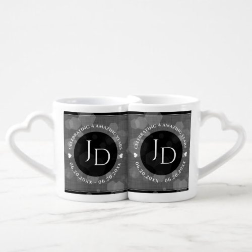 Elegant 4th Linen Wedding Anniversary Celebration Coffee Mug Set