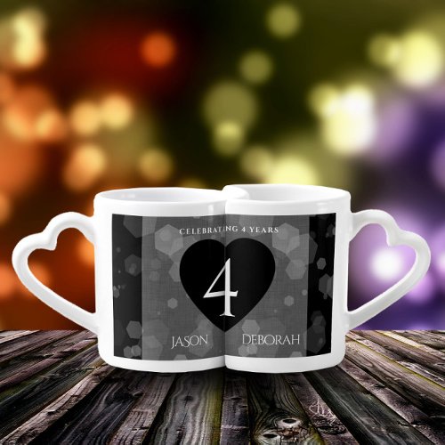 Elegant 4th Linen Wedding Anniversary Celebration Coffee Mug Set