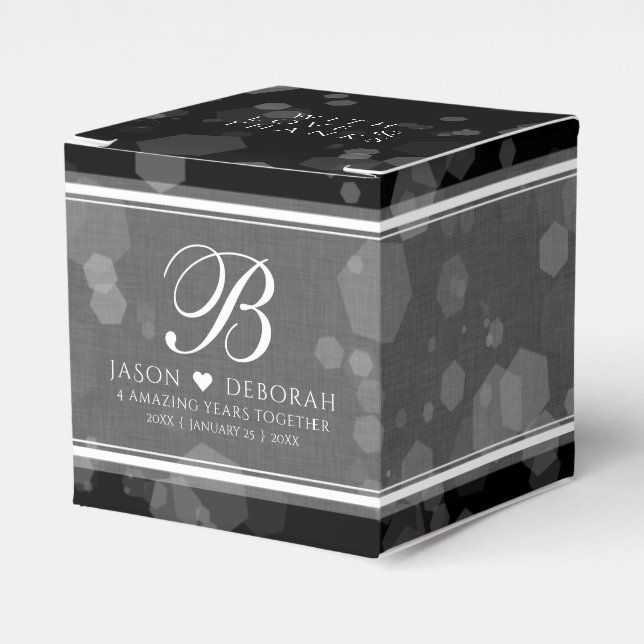 Elegant 4th Linen Wedding Anniversary Celebration Favor Boxes (Front Side)
