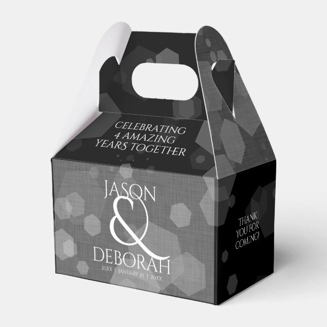 Elegant 4th Linen Wedding Anniversary Celebration Favor Boxes (Front Side)