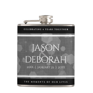 Elegant 4th Linen Wedding Anniversary Celebration Flask