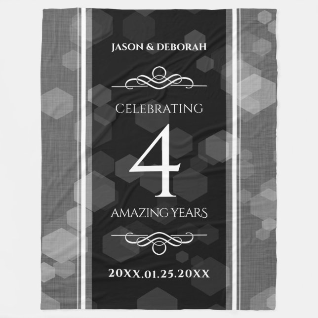 Elegant 4th Linen Wedding Anniversary Celebration Fleece Blanket (Front)