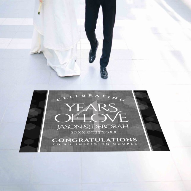 Elegant 4th Linen Wedding Anniversary Celebration Floor Decals (Wedding)