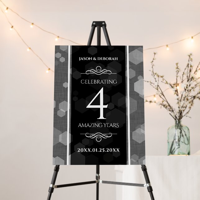 Elegant 4th Linen Wedding Anniversary Celebration Foam Board (In Situ (Stand))
