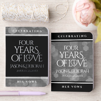 Elegant 4th Linen Wedding Anniversary Celebration Foil Vow Books