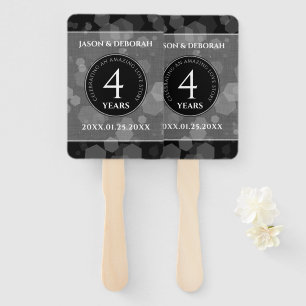 Elegant 4th Linen Wedding Anniversary Celebration Hand Fan
