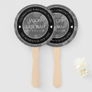 Elegant 4th Linen Wedding Anniversary Celebration Hand Fan