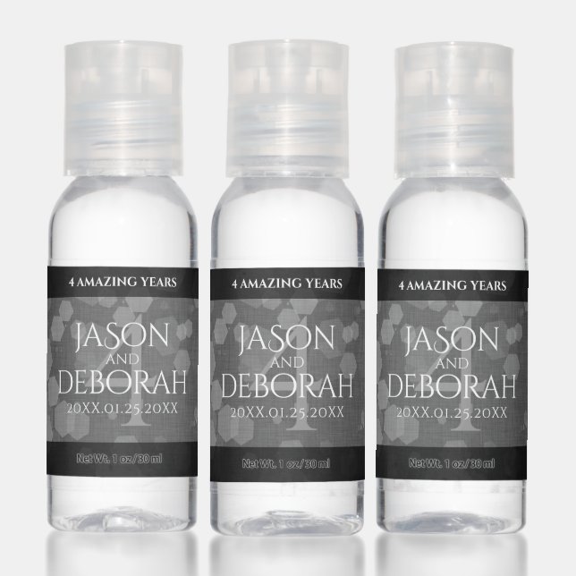Elegant 4th Linen Wedding Anniversary Celebration Hand Sanitizer (Set)