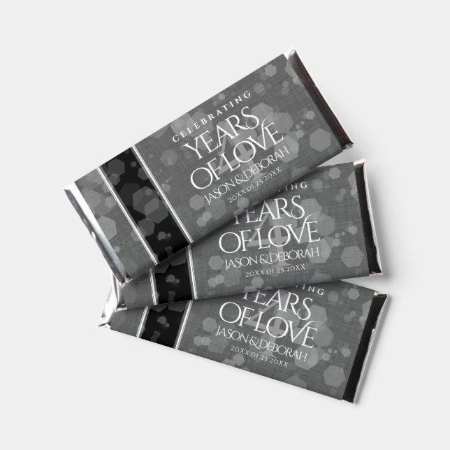 Elegant 4th Linen Wedding Anniversary Celebration Hershey Bar Favors (Front)