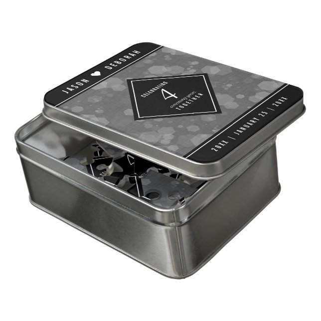 Elegant 4th Linen Wedding Anniversary Celebration Jigsaw Puzzle (Lid Open)