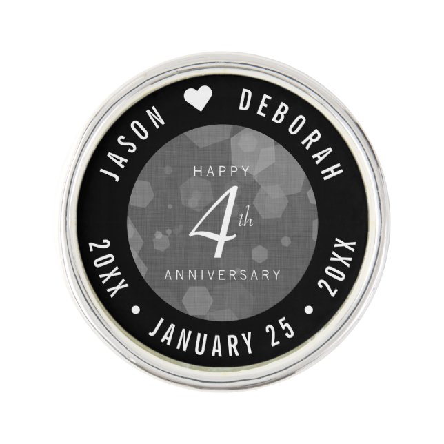 Elegant 4th Linen Wedding Anniversary Celebration Lapel Pin (Front)