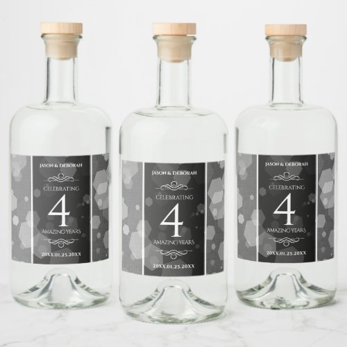 Elegant 4th Linen Wedding Anniversary Celebration Liquor Bottle Label