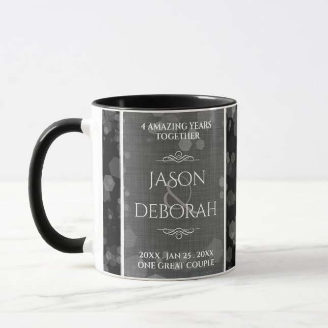 Elegant 4th Linen Wedding Anniversary Celebration Mug (Left)