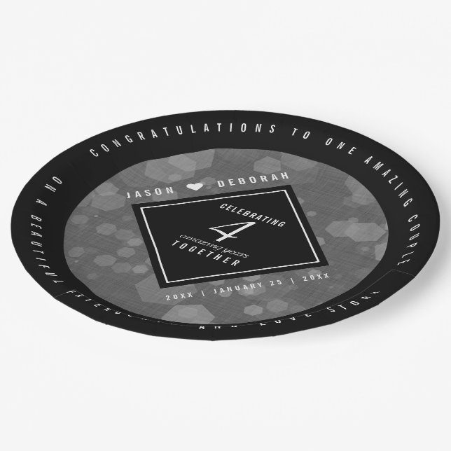 Elegant 4th Linen Wedding Anniversary Celebration Paper Plates (Angled)