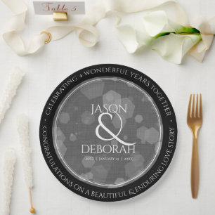 Elegant 4th Linen Wedding Anniversary Celebration Paper Plates
