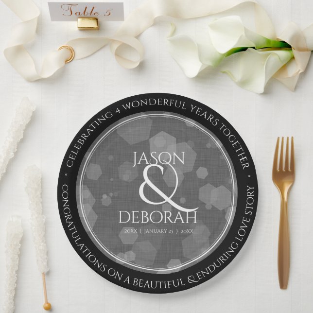 Elegant 4th Linen Wedding Anniversary Celebration Paper Plates (Wedding)