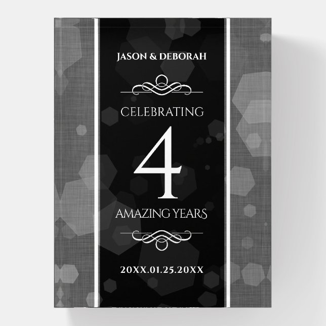 Elegant 4th Linen Wedding Anniversary Celebration Paperweight (Vertical)