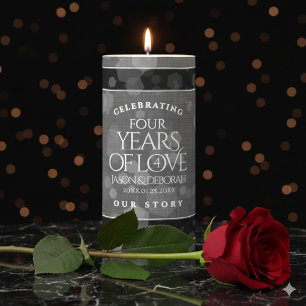 Elegant 4th Linen Wedding Anniversary Celebration Pillar Candle