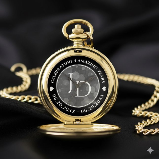 Elegant 4th Linen Wedding Anniversary Celebration Pocket Watch (Elegant 4th Linen Wedding Anniversary Pocket Watch Cover Photo)