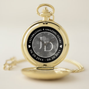 Elegant 4th Linen Wedding Anniversary Celebration Pocket Watch