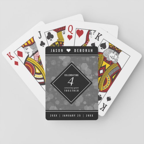 Elegant 4th Linen Wedding Anniversary Celebration Poker Cards