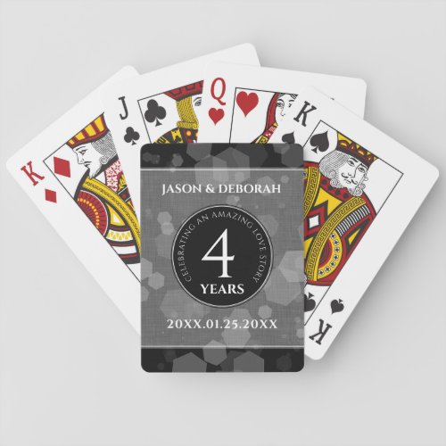 Elegant 4th Linen Wedding Anniversary Celebration Poker Cards