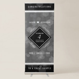 Elegant 4th Linen Wedding Anniversary Celebration Retractable Banner