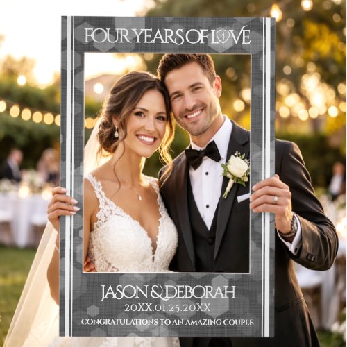 Elegant 4th Linen Wedding Anniversary Celebration Selfie Frame