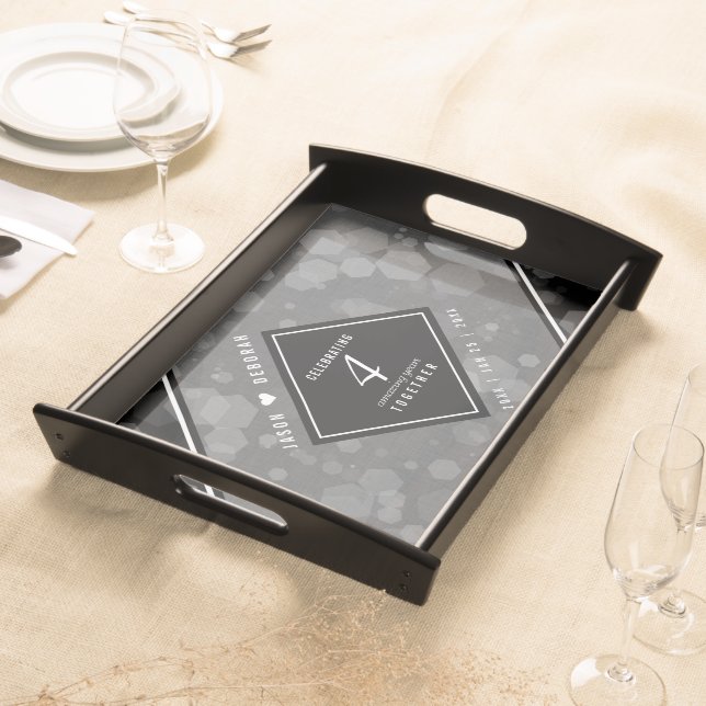 Elegant 4th Linen Wedding Anniversary Celebration Serving Tray (Front)