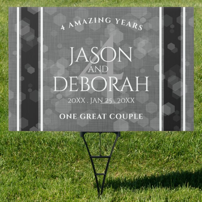 Elegant 4th Linen Wedding Anniversary Celebration Sign (Insitu)