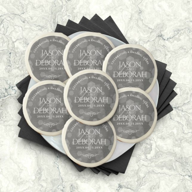 Elegant 4th Linen Wedding Anniversary Celebration Sugar Cookie (Creator Uploaded)