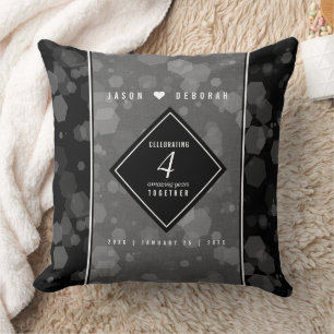 Elegant 4th Linen Wedding Anniversary Celebration Throw Pillow