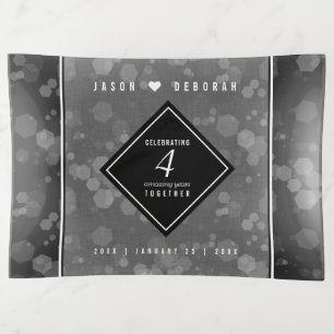 Elegant 4th Linen Wedding Anniversary Celebration Trinket Tray