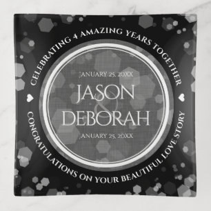 Elegant 4th Linen Wedding Anniversary Celebration Trinket Tray