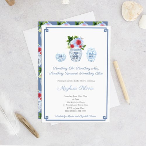 Elegant 4th Of July Something Blue Bridal Shower Invitation