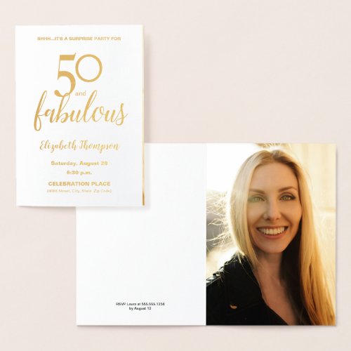 Elegant 50 and fabulous 50th Birthday Foil Card